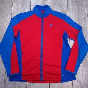 Salomon Jacket Mens XXL Red Blue ClimaWarm Full Zip Lightweight Performance Ski
